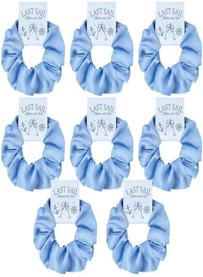 CEELGON Last Sail Before The Veil Bachelorette Party Favors Set of 8 Blue Themed Bridesmaid Proposal Gifts Satin Scrunchies Hair Ties Bridal Shower Wedding Favors for Women - Image 1